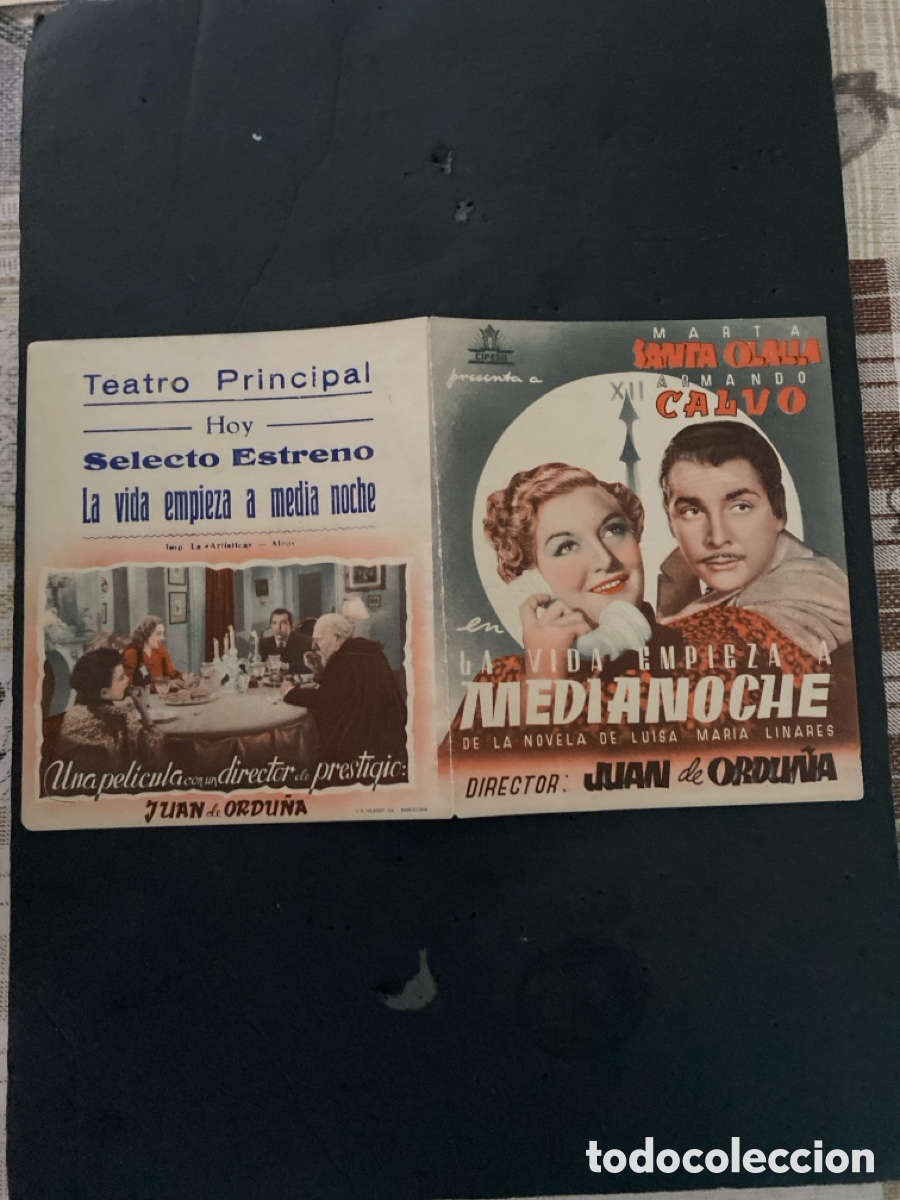 Coleccionismo de carteles: Programaci&oacute;n de Cine La vida empieza a medianoche - Foto 1