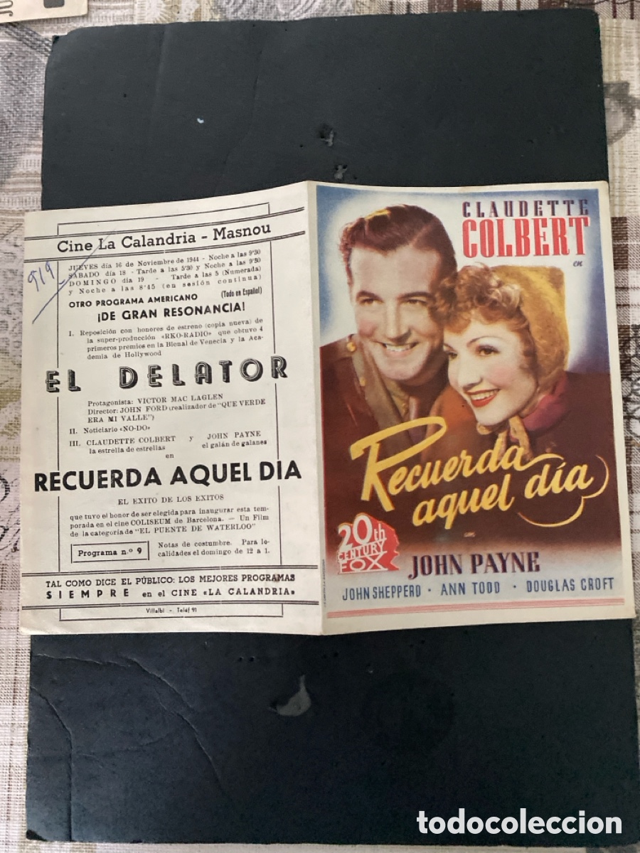 Coleccionismo de carteles: Programa de Cine Recuerda aquel d&iacute;a - Foto 1