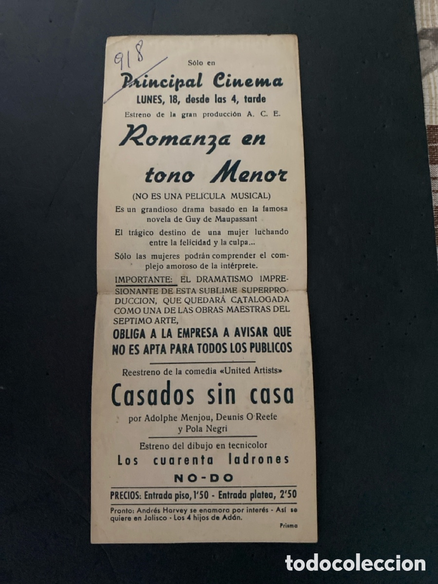 Coleccionismo de carteles: Programaci&oacute;n de Cine Romanza en tono menor - Foto 2