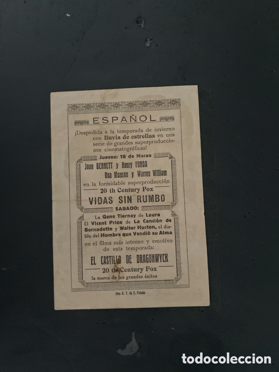 Coleccionismo de carteles: Programaci&oacute;n de Cine Vidas sin rumbo - Foto 2