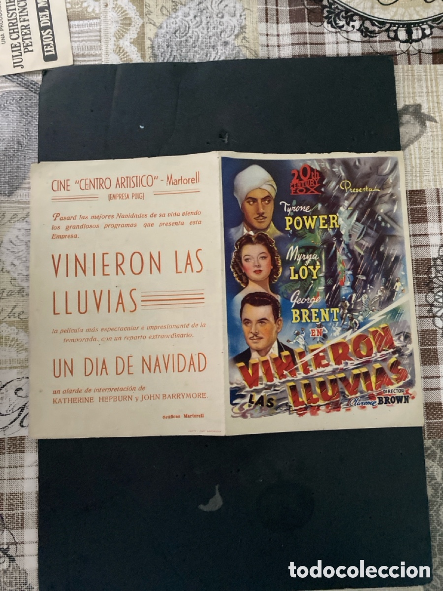 Coleccionismo de carteles: Programaci&oacute;n de Cine Vinieron las lluvias - Foto 1