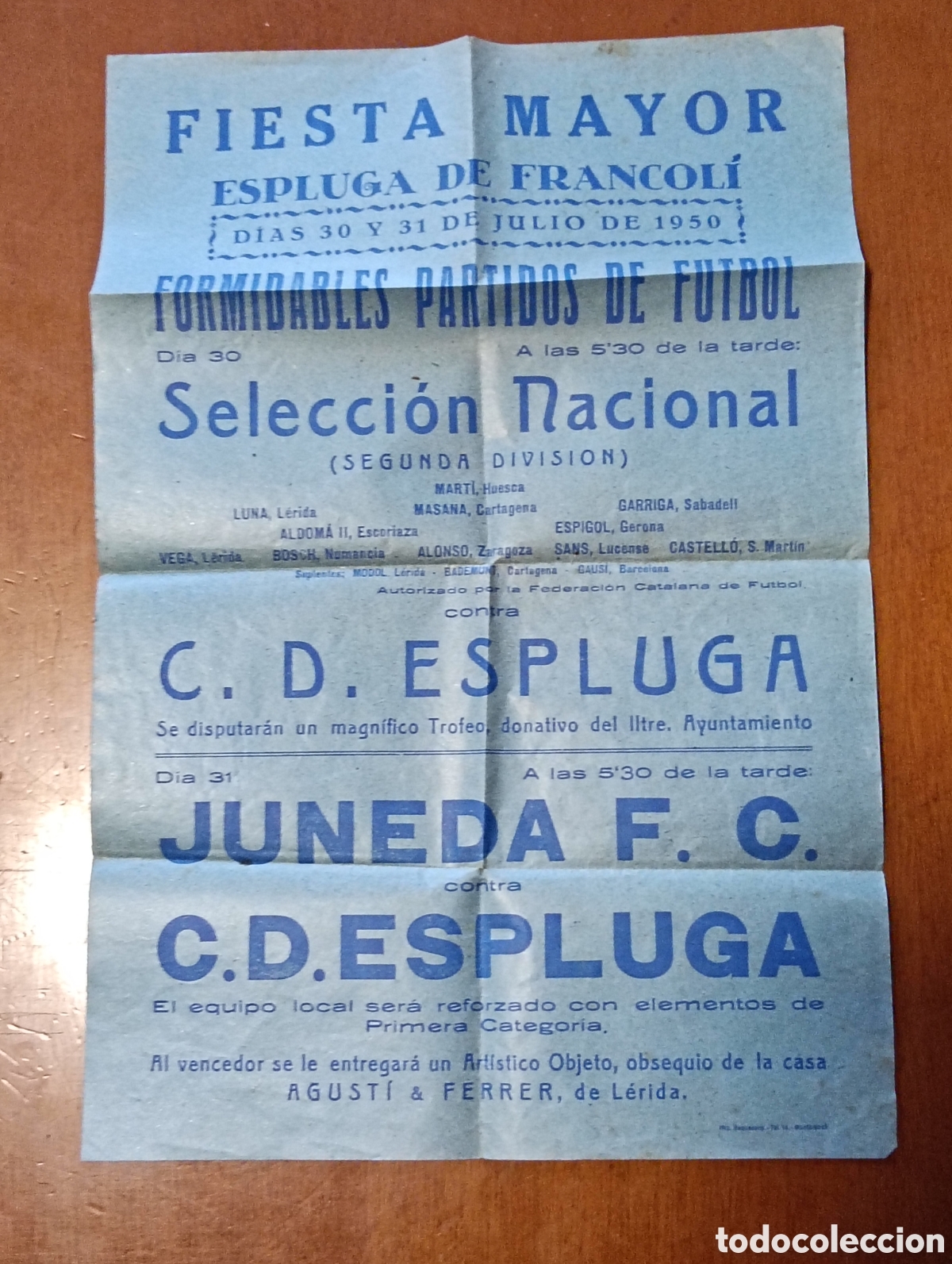 Coleccionismo de carteles: Programa de la Fiesta Mayor de La Espluga de Francol&iacute;, Julio de 1950 - Foto 1