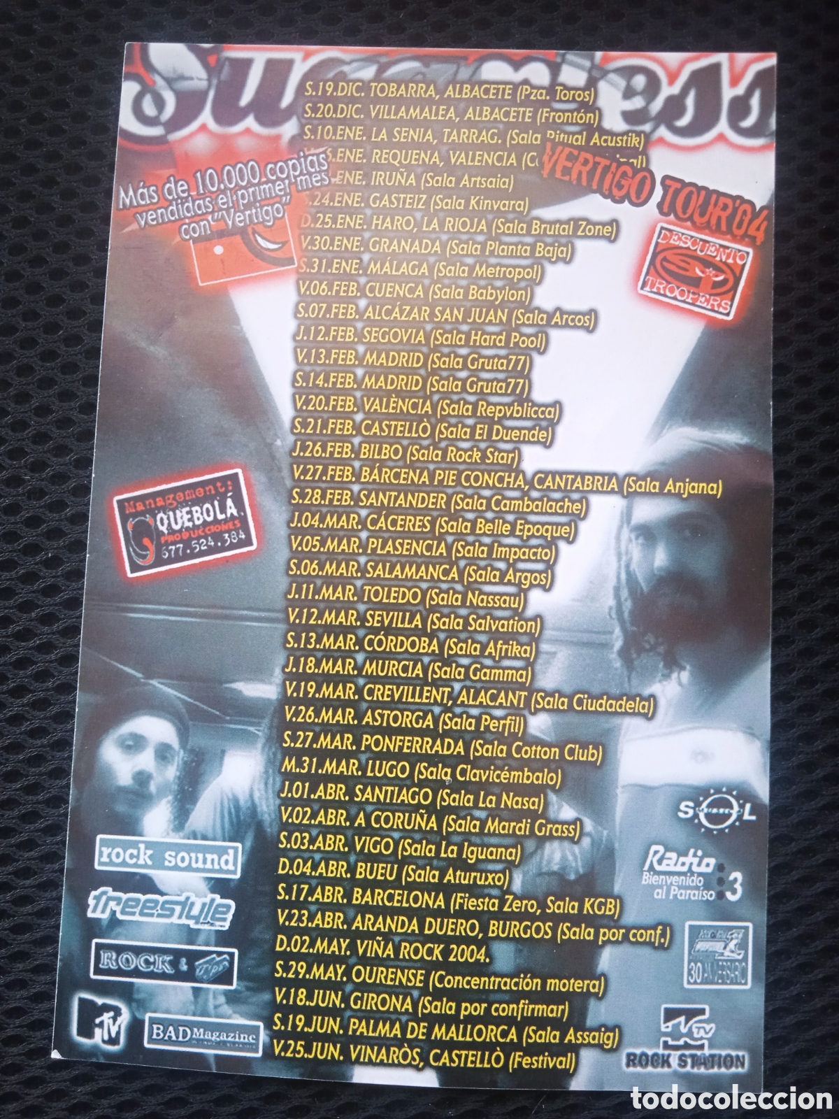 Coleccionismo de carteles: Flyer Sugarless Conciertos - Foto 2