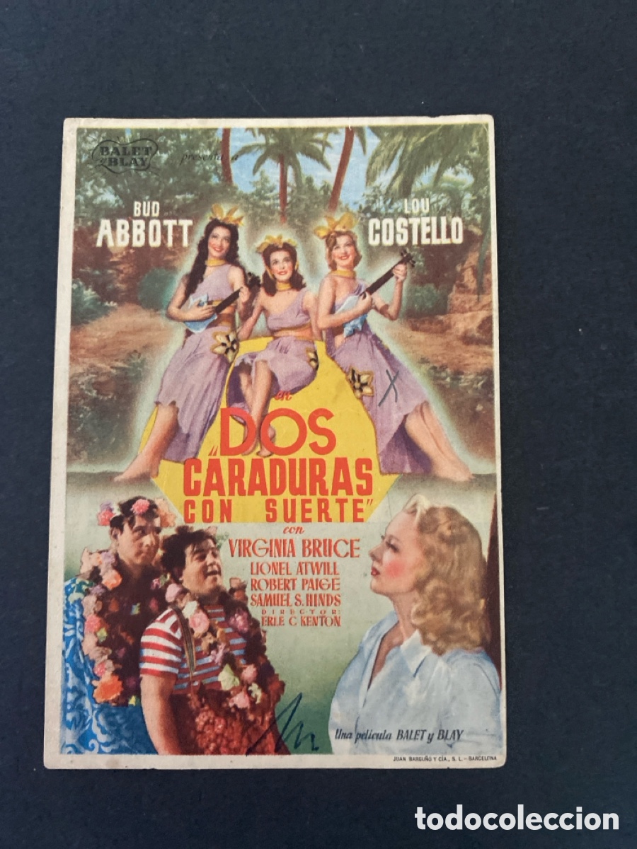 Coleccionismo de carteles: Programa de cine Dos caraduras con suerte - Foto 1