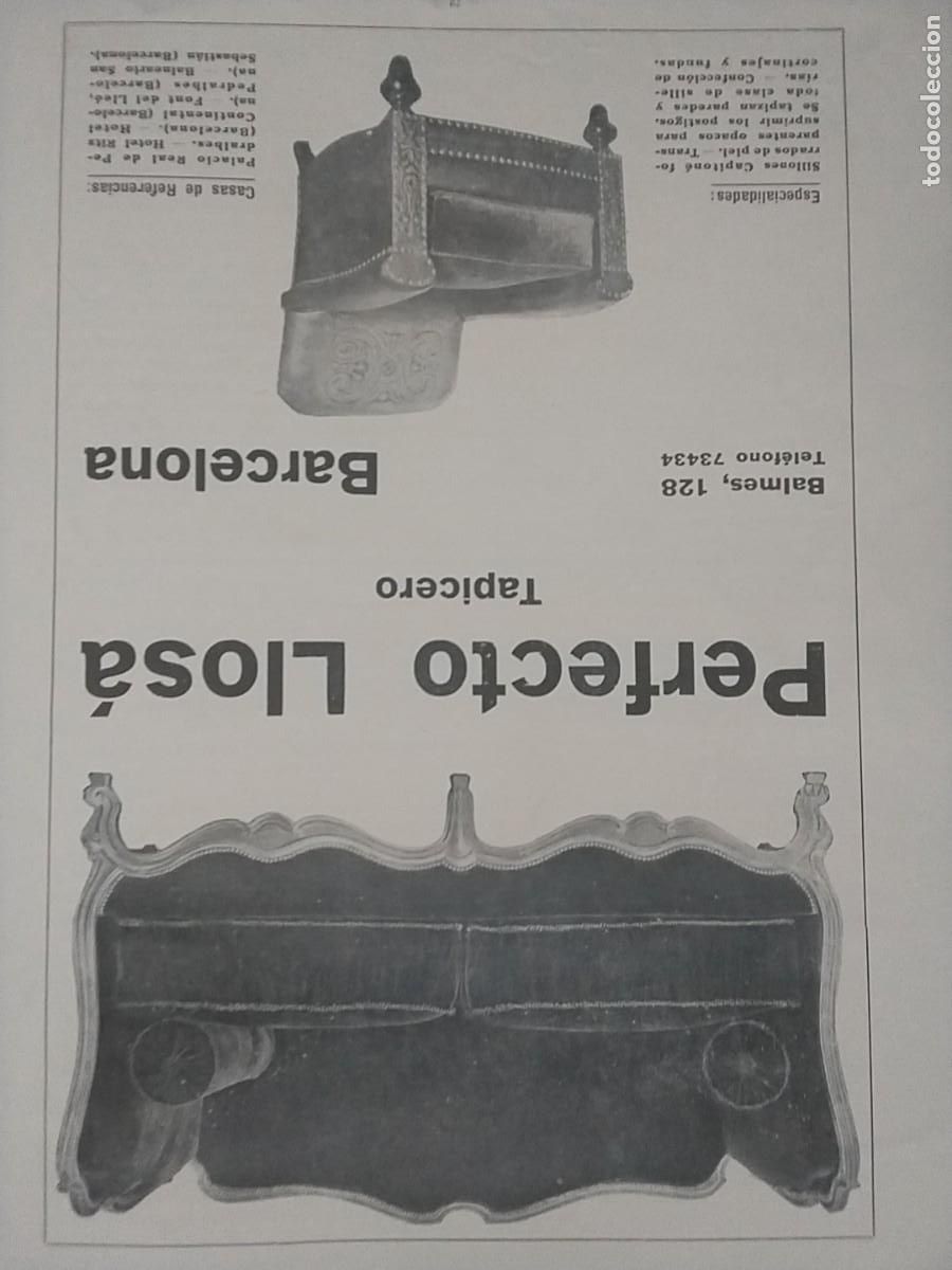 Poster collecting: PERFECTO LLOSA TAPICERO BARCELONA HOJA REVISTA A&Ntilde;O 1928