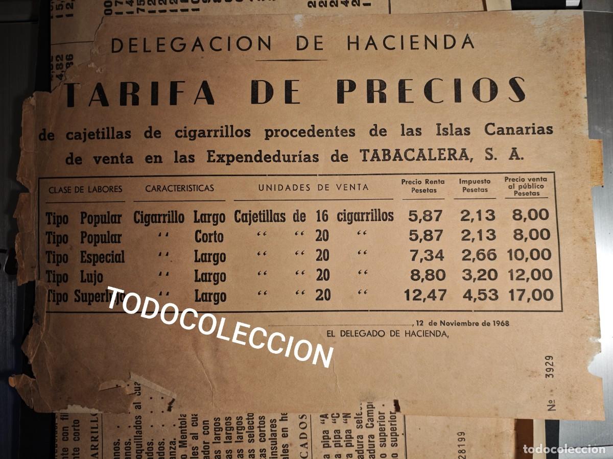 Coleccionismo de carteles: TABACALERA S.A - TARIFA DE PRECIOS - Foto 1