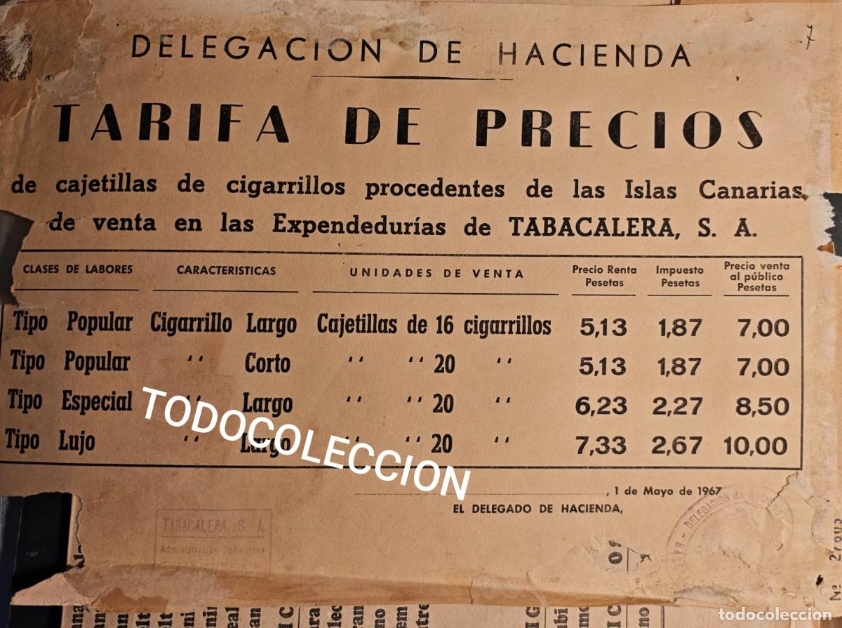 Coleccionismo de carteles: TABACALERA S.A - TARIFA DE PRECIOS - Foto 1
