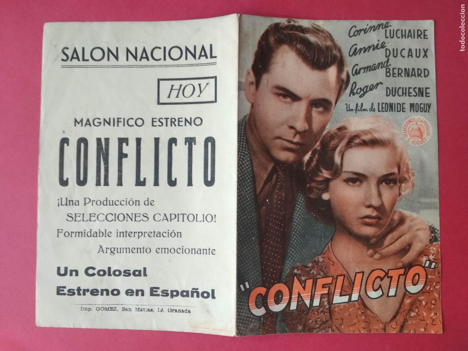 Collectionnisme d'affiches: FOLLETO DE MANO PROGRAMA PROSPECTO DE CINE PELICULA , CONFLICTO