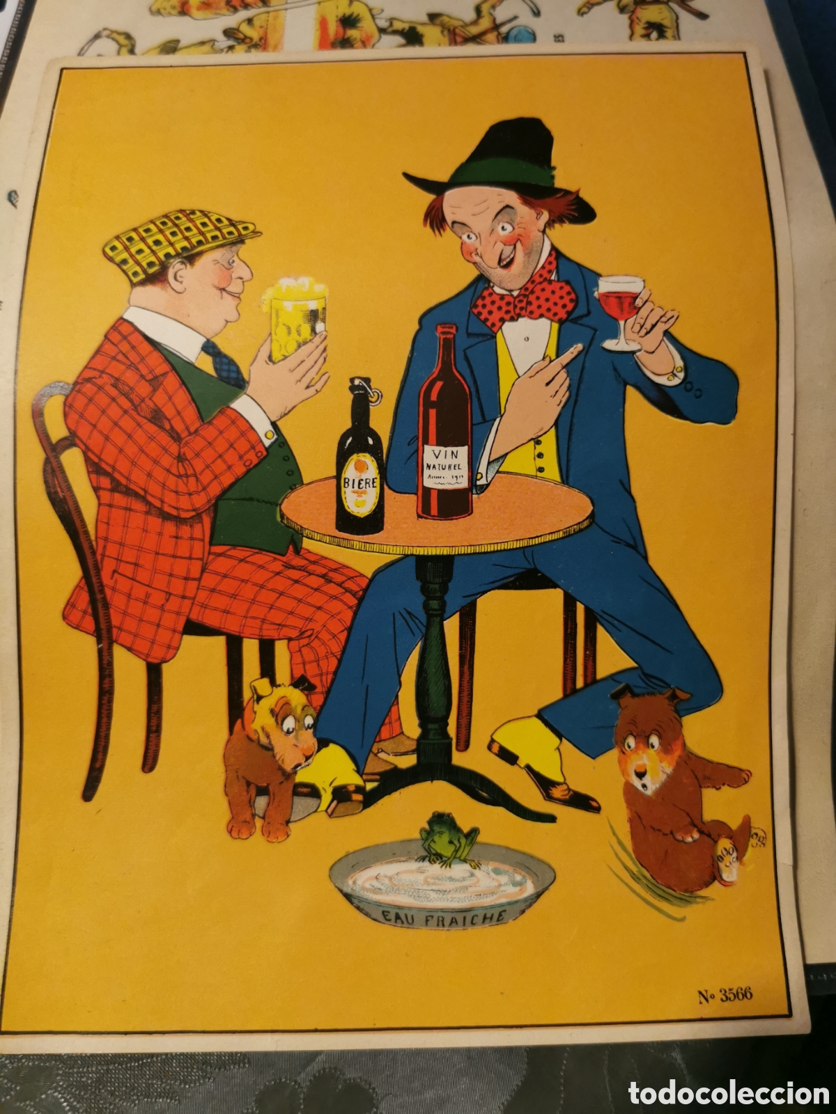 Collectionnisme d'affiches: Cartel 2 hombres bebiendo. Eau Fraiche n. 3566. 24x18cm