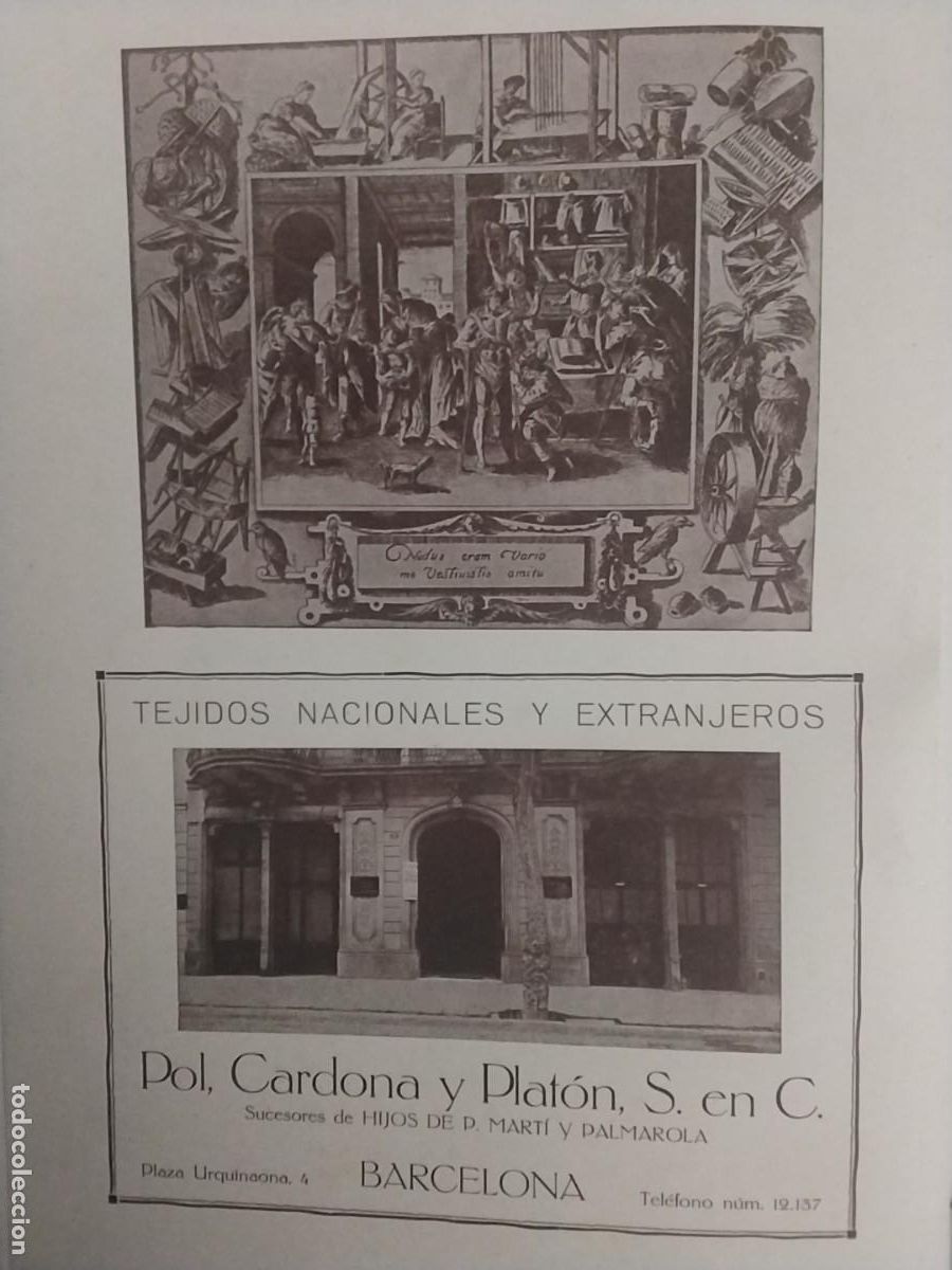 Poster collecting: TEJIDOS NACIONALES Y ESTRANJEROS POL,CARDONA Y PLATON SUCESORES HIJO P.MARTI PALMAROLA HOJA A&Ntilde;O 1928