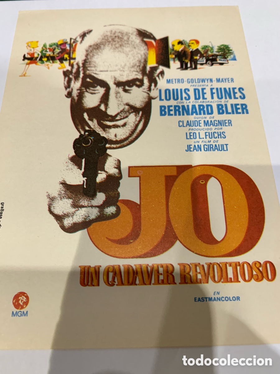 Collectionnisme d'affiches: Publicidad antigua pel&iacute;culas Cine - JO un Cadaver Revoltoso - Louis de Funes - 13,5 x 10 cm