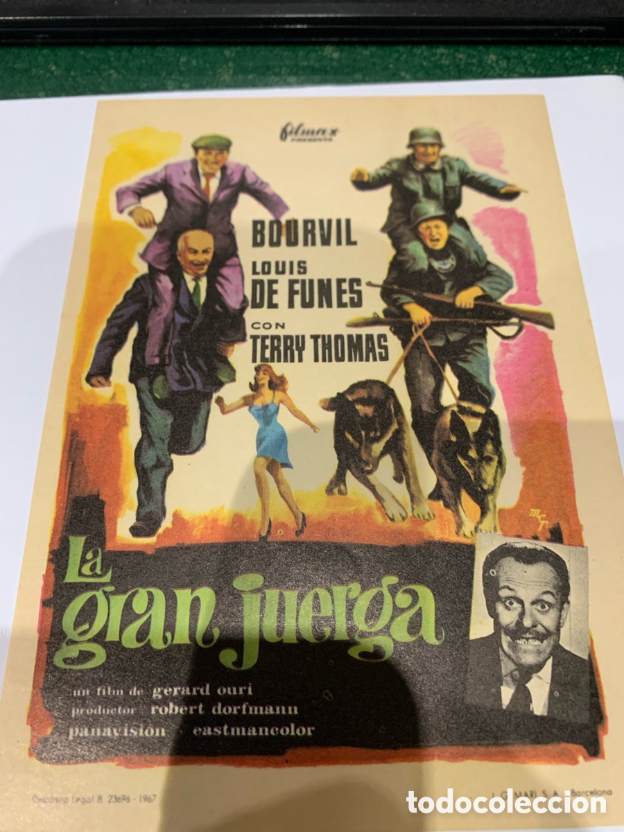 Collectionnisme d'affiches: Publicidad antigua pel&iacute;cula cine - La Gran Juerga - Bourvil y Louis de Funes 14 x 10 cm