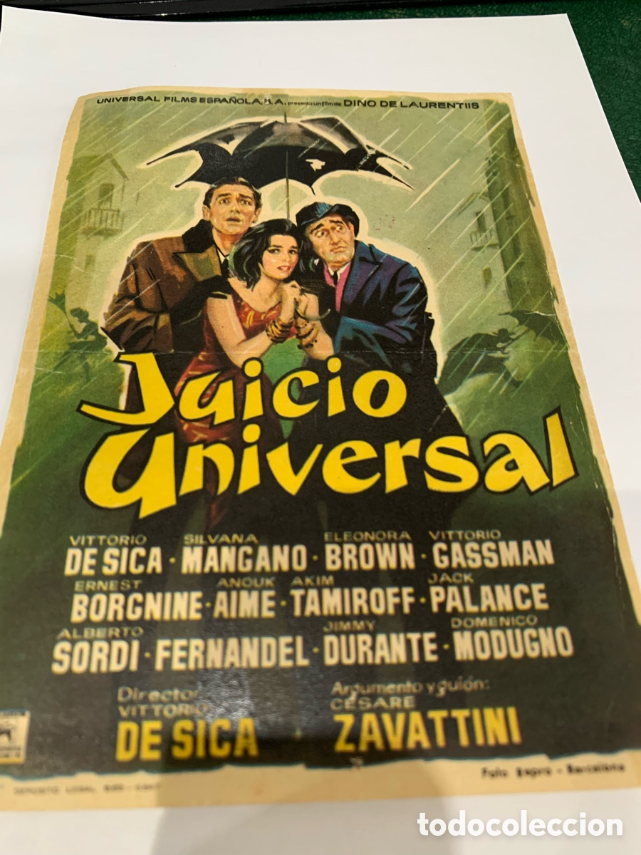Collectionnisme d'affiches: Publicidad antigua cine - Juicio Universal - Vitoria de Sica - Fernandel - 15 x 10 cm