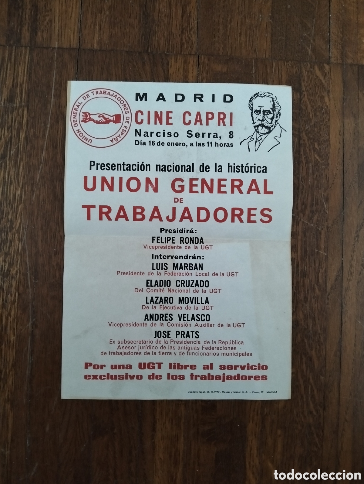 Coleccionismo de carteles: Folleto 1977 presentaci&oacute;n de UGT - Foto 1