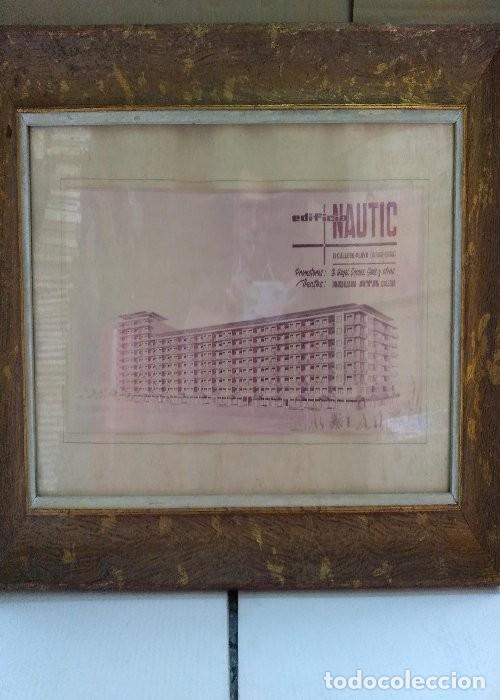 Coleccionismo de carteles: cartel EDIFICIO NAUTIC CULLERA ,MARCO DE MADERA , ENTREGA EN MANO - Foto 1