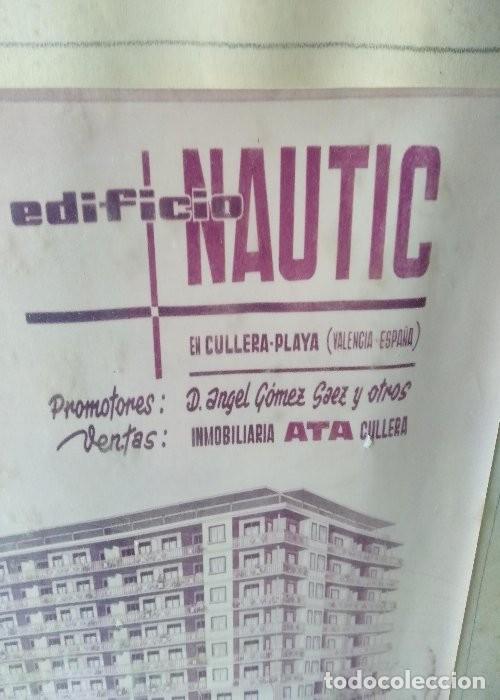 Coleccionismo de carteles: cartel EDIFICIO NAUTIC CULLERA ,MARCO DE MADERA , ENTREGA EN MANO - Foto 2