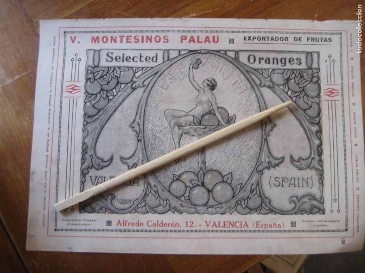 Coleccionismo de carteles: hoja revista publicidad Montesinos Palau naranjas Valencia . doble cara a&ntilde;os 20