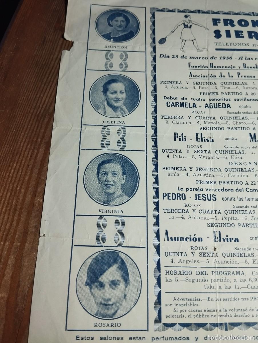 Coleccionismo de carteles: Front&oacute;n sierpes 1936 - Foto 3