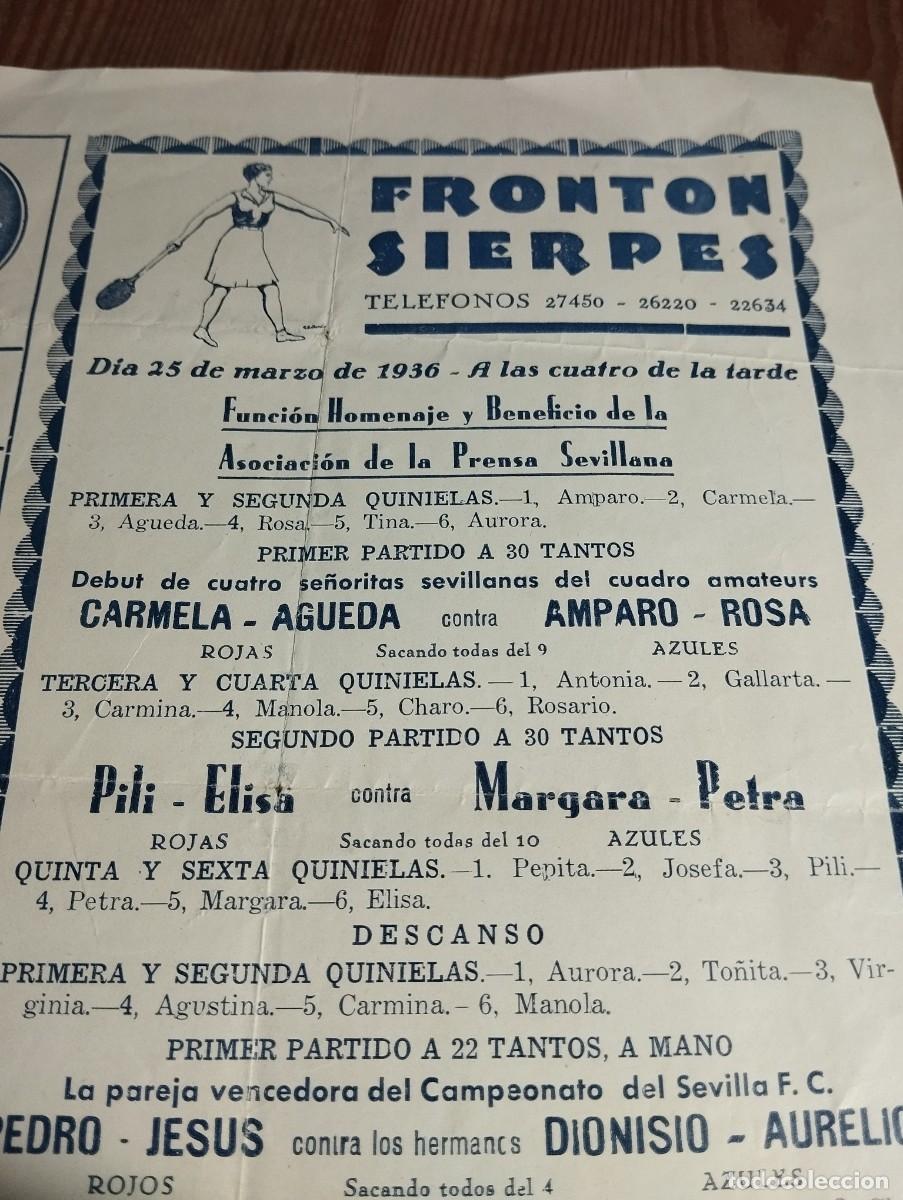Coleccionismo de carteles: Front&oacute;n sierpes 1936 - Foto 4