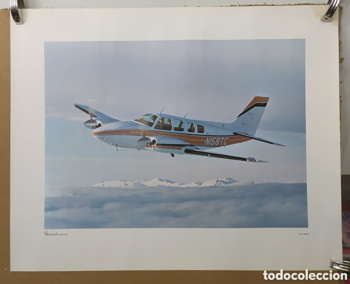 Coleccionismo de carteles: L&aacute;mina de Beechcraft - Baron 58 TC - Foto 1