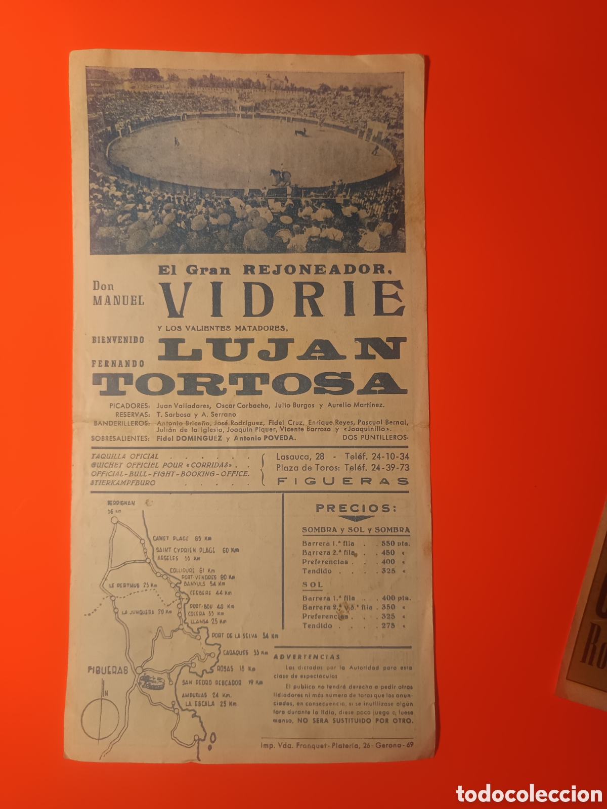 Coleccionismo de carteles: Programa de mano corrida de toros en figueras en 1969 - Foto 2