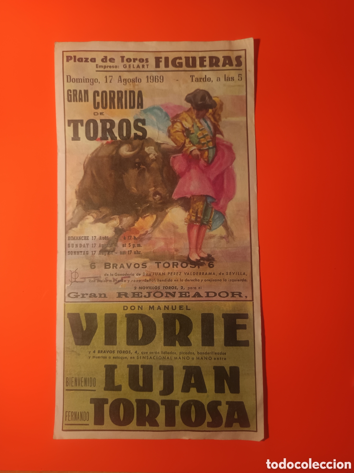 Coleccionismo de carteles: Programa de mano corrida de toros en figueras en 1969 - Foto 1