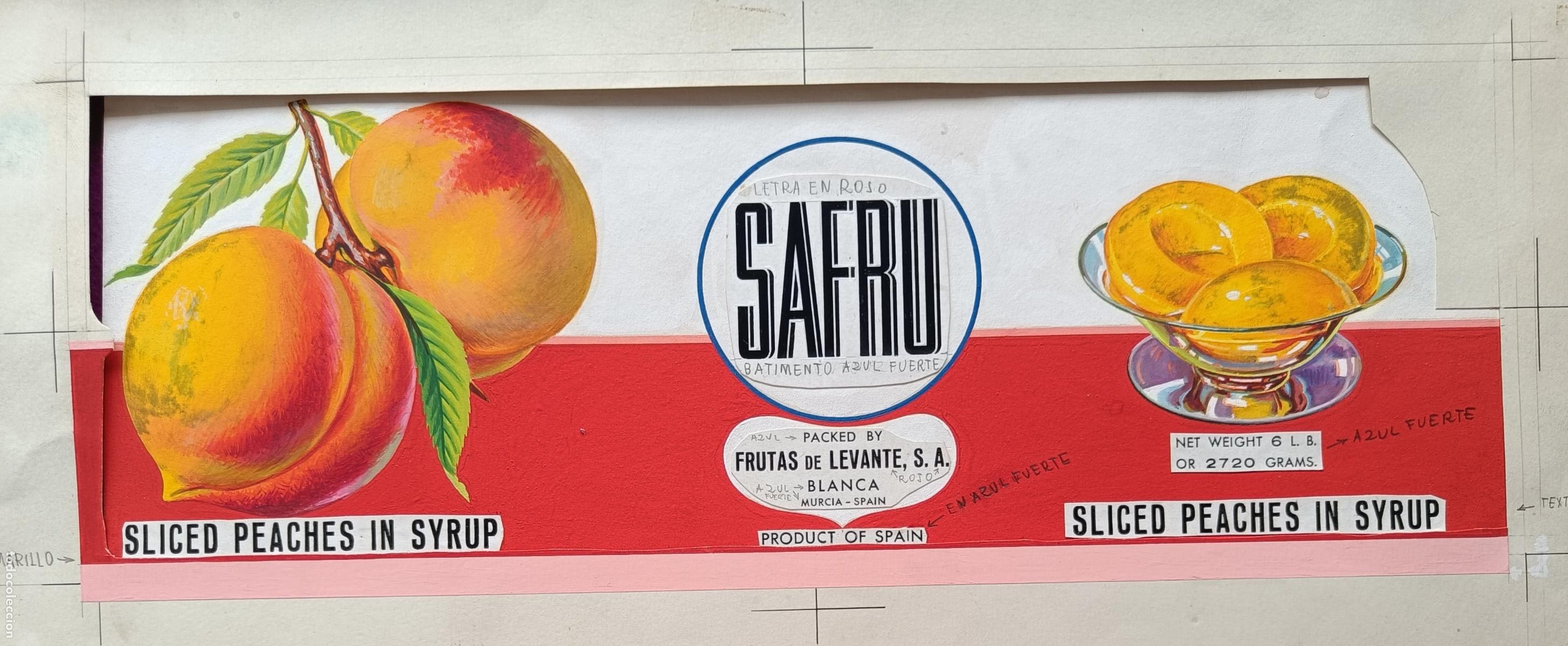 Collezionismo di affissi: CARTEL ITO ETIQUETA MELOCOTON SAFRU BLANCA MURCIA PINTURA PINTADO A MANO E227