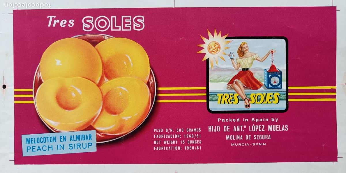 Collezionismo di affissi: CARTEL ITO ETIQUETA PRUEBA DE IMPRENTA MELOCOTON EN ALMIBAR TRES SOLES MOLINA DE SEGURA MURCIA EP112