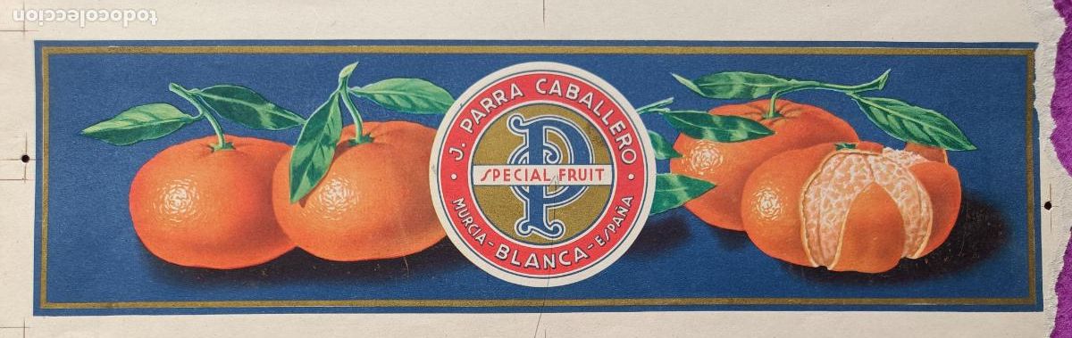 Collezionismo di affissi: CARTEL ITO ETIQUETA PRUEBA DE IMPRENTA NARANJAS SPECIAL FRUIT J. PARRA CABALLERO BLANCA MURCIA EP114