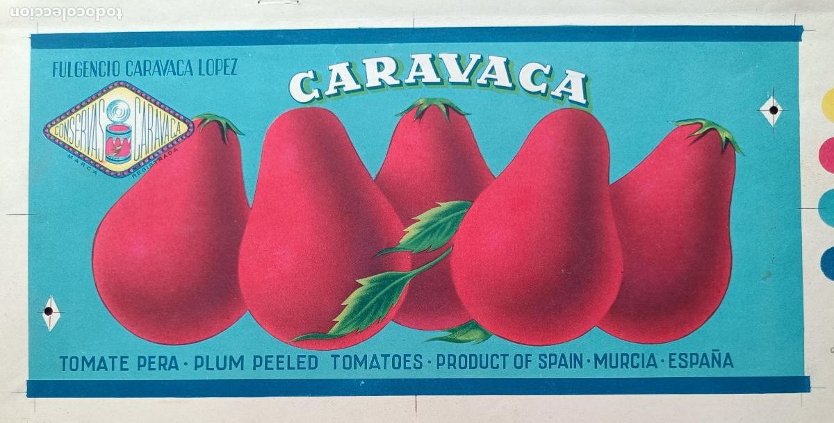 Collectionnisme d'affiches: CARTEL ITO ETIQUETA PRUEBA DE IMPRENTA TOMATE PERA CARAVACA MURCIA EP117