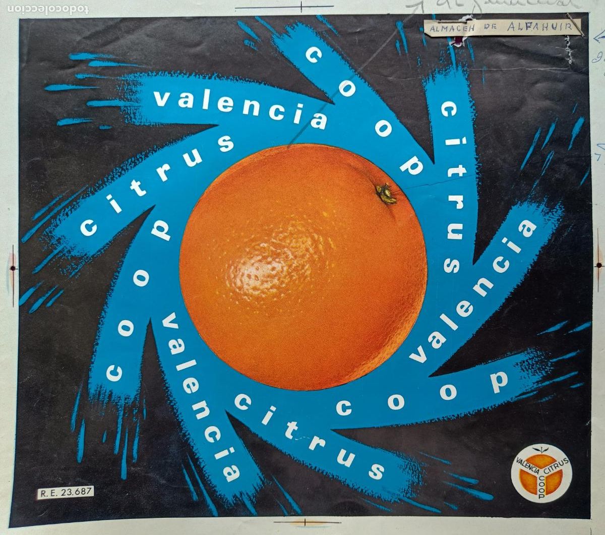 Coleccionismo de carteles: CARTEL ITO ETIQUETA PRUEBA DE IMPRENTA NARANJA VALENCIA ALFAHUIR EP118