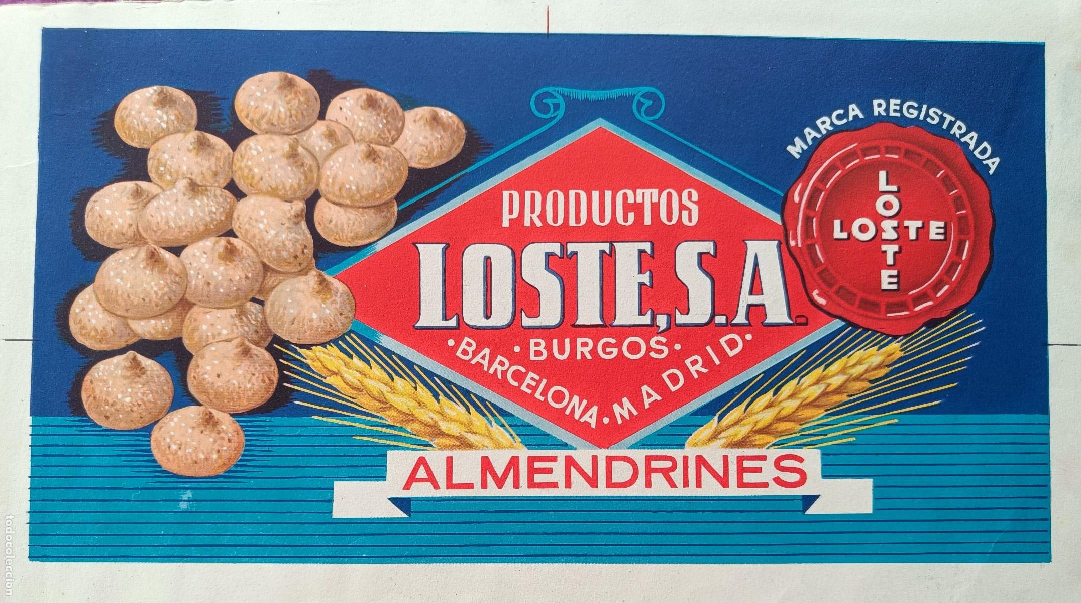 Collectionnisme d'affiches: CARTEL ITO ETIQUETA PRUEBA DE IMPRENTA ALMENDRINES LOSTE BURGOS BARCELONA MADRID EP122