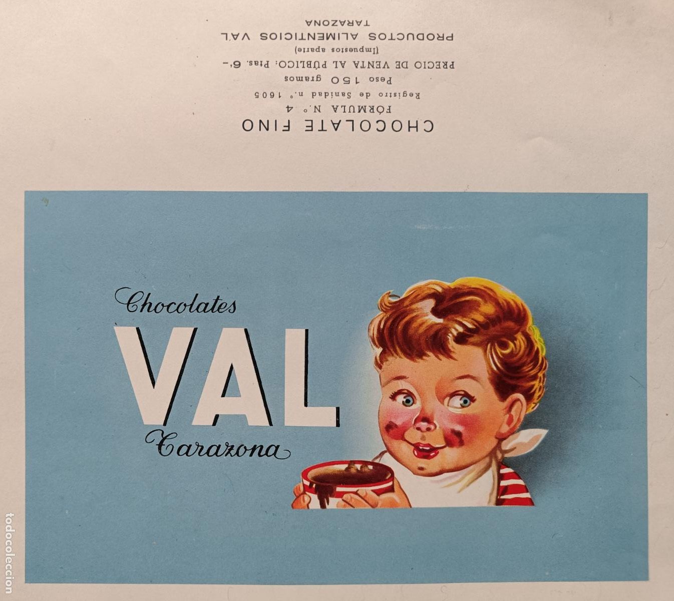 Collezionismo di affissi: CARTEL ITO ETIQUETA PRUEBA DE IMPRENTA CHOCOLATES VAL TARAZONA NI&Ntilde;O EP125
