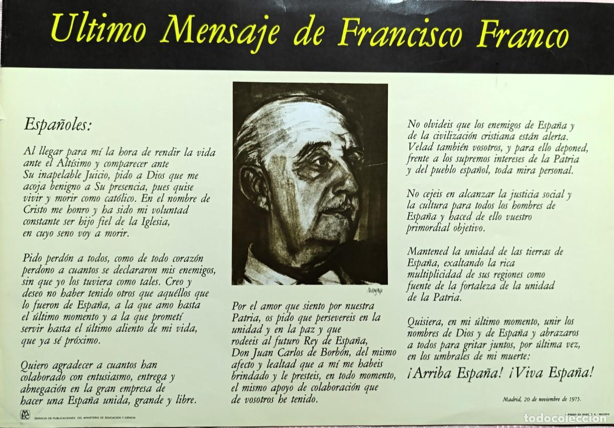 Coleccionismo de carteles: ULTIMO MENSAJE DE FRANCO - Foto 1