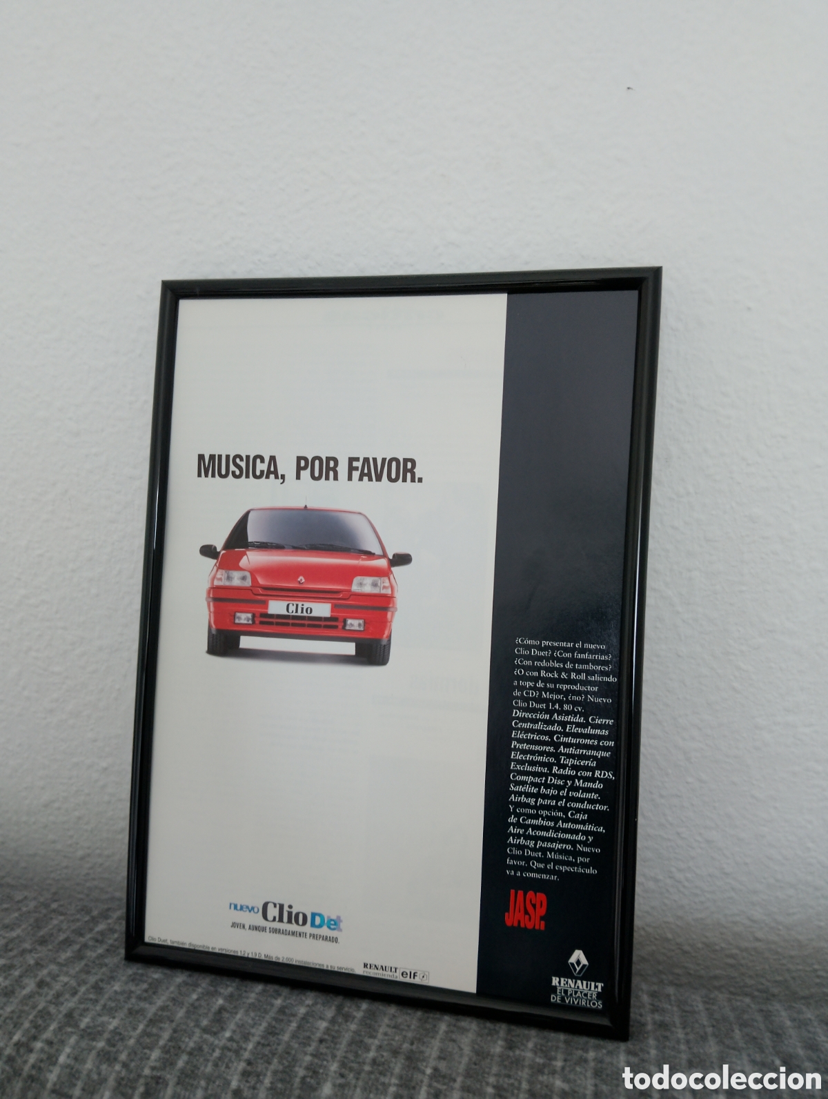 Coleccionismo de carteles: Publicidad enmarcada vintage Renault Clio Duet Jasp