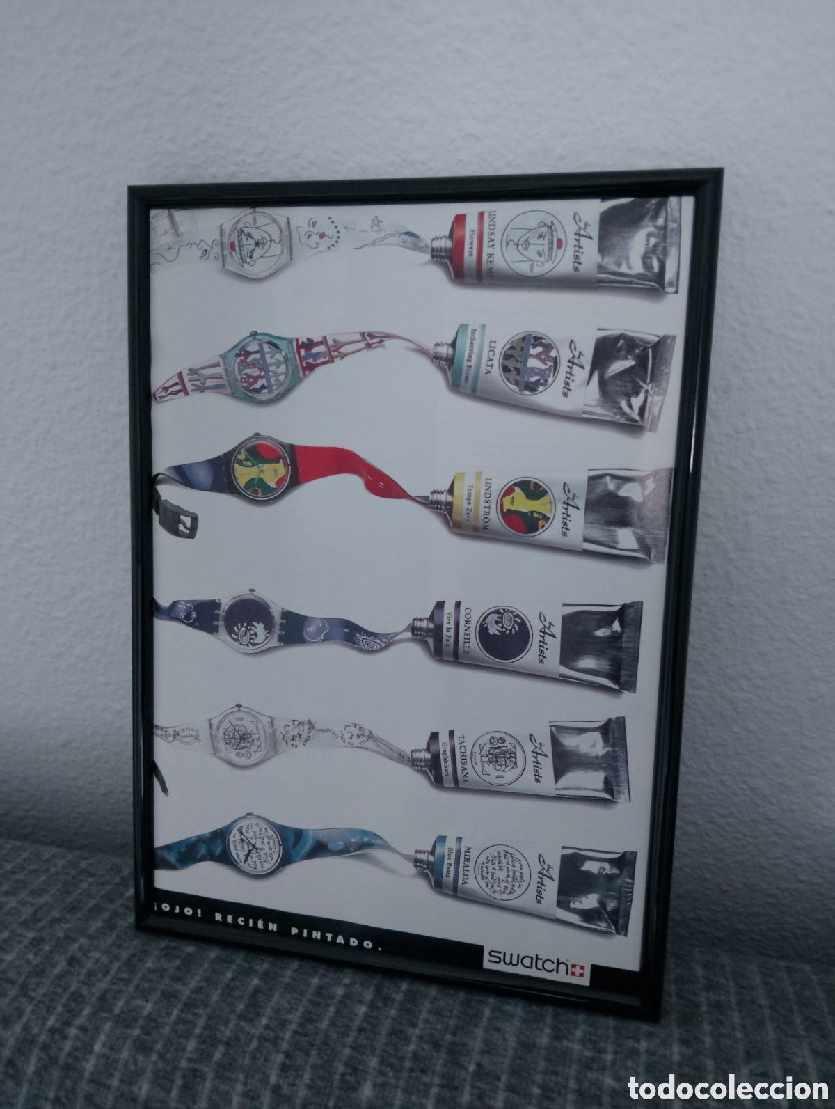 Coleccionismo de carteles: Swatch reloj anuncio original vintage enmarcado