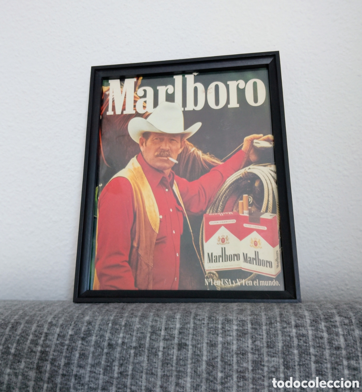 Coleccionismo de carteles: Marlboro publicidad enmarcada vintage