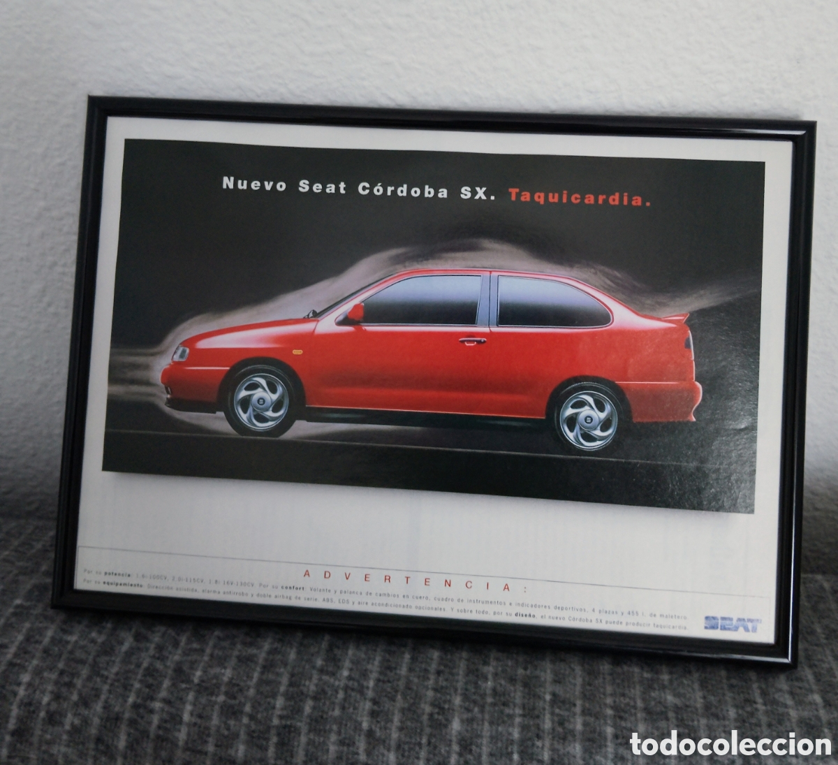 Coleccionismo de carteles: Seat C&oacute;rdoba SX publicidad enmarcada vintage