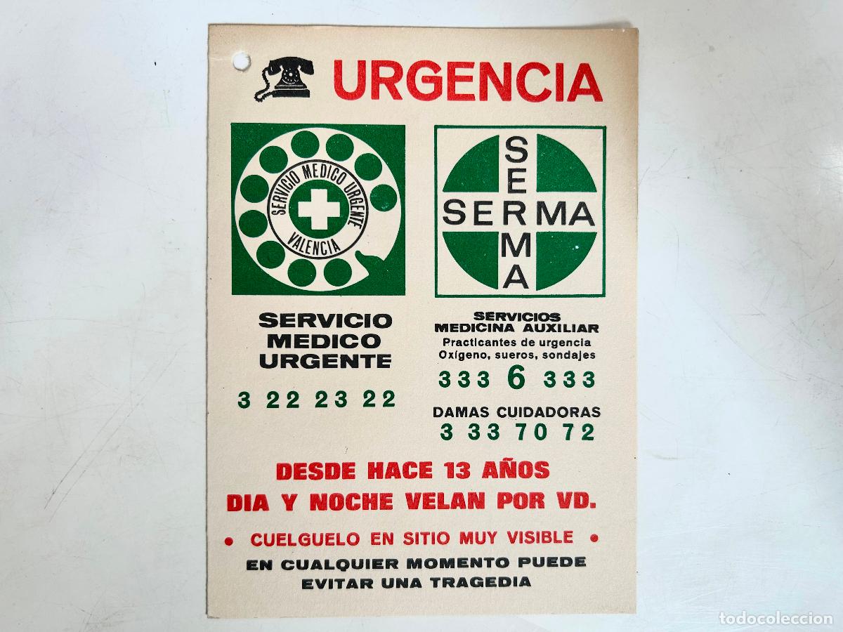 Coleccionismo de carteles: CARTEL URGENCIAS SERMA 1975-SERVCIO M&Eacute;DICO URGENTE