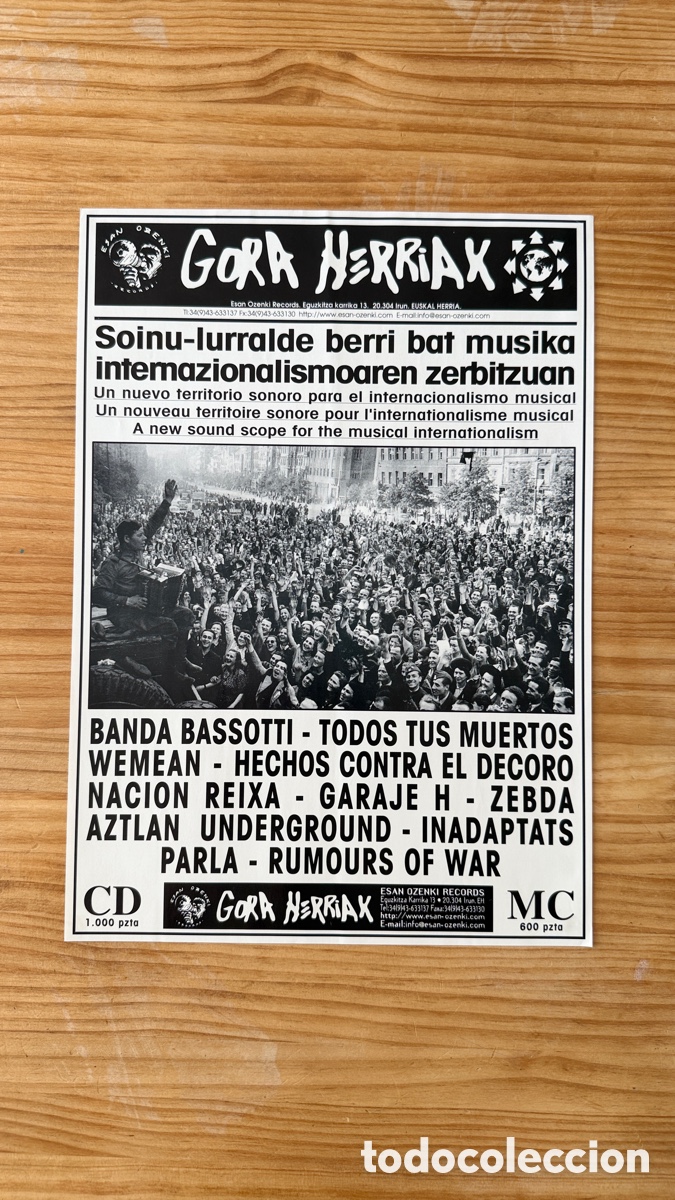 Coleccionismo de carteles: Cartel promocional sello discogr&aacute;fico Gora Herriak. 1995