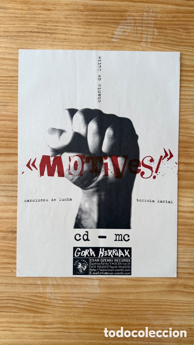 Coleccionismo de carteles: Cartel Motives. Canciones de lucha. Zebda. 1998