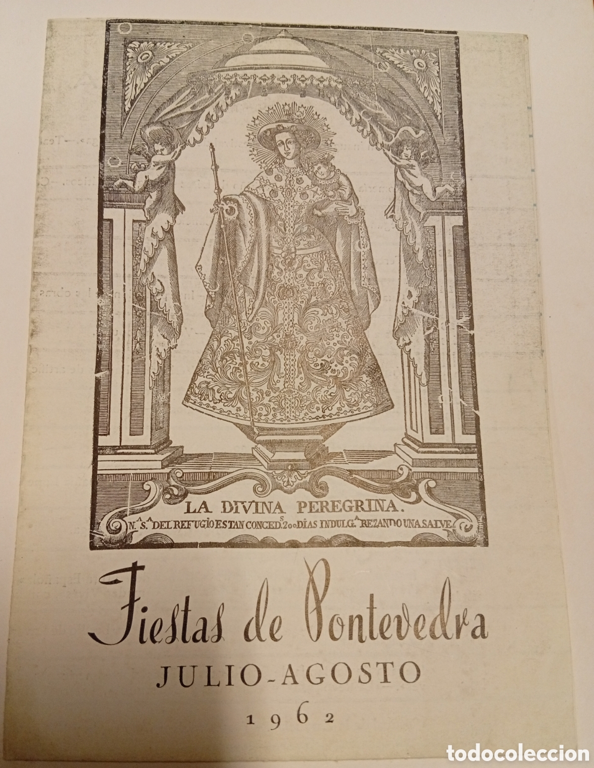Coleccionismo de carteles: Pontevedra programa fiestas de verano virgen Peregrina a&ntilde;o 1962
