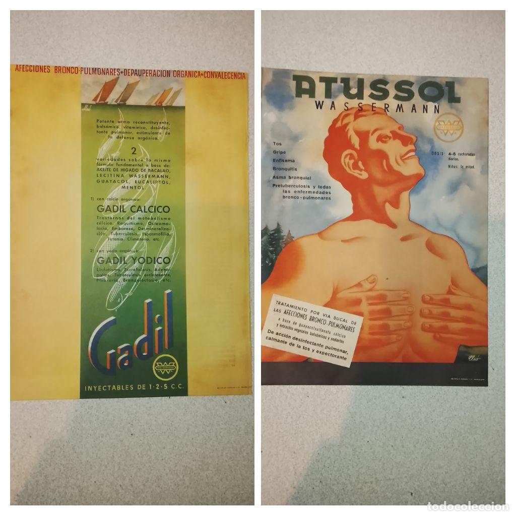 Coleccionismo de carteles: PUBLICIDAD ORIGINAL FARMACIA MEDICAMENTOS 16 ANUNCIOS EN 8 HOJAS . A&Ntilde;OS 40S A&Ntilde;OS CUARENTAS
