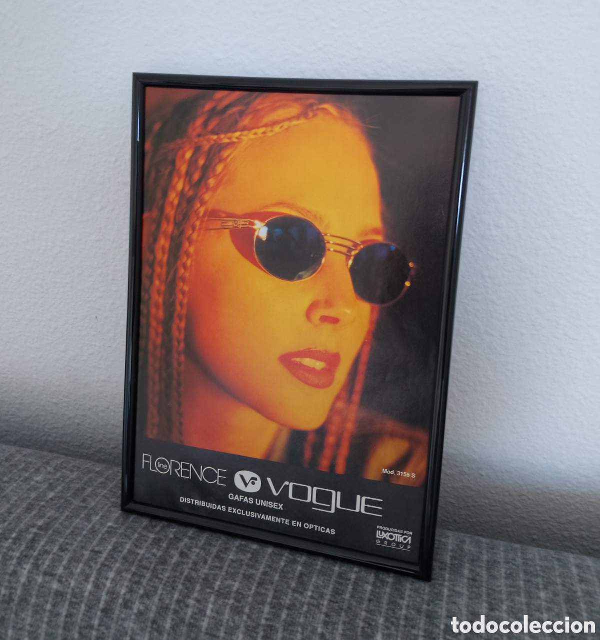 Coleccionismo de carteles: Vogue gafas de sol anuncio vintage enmarcado