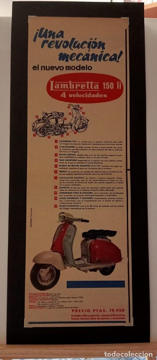 Coleccionismo de carteles: LAMBRETTA 150 Li - PUBLICIDAD ORIGINAL 42 x 14 Cm. - DE DIARIO Y&Aacute; 1960