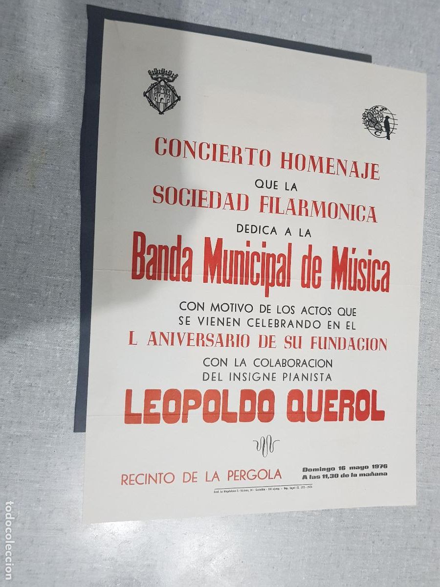 Coleccionismo de carteles: CASTELLON DE LA PLANA ,1976, BANDA MUNICIPAL DE MUSICA