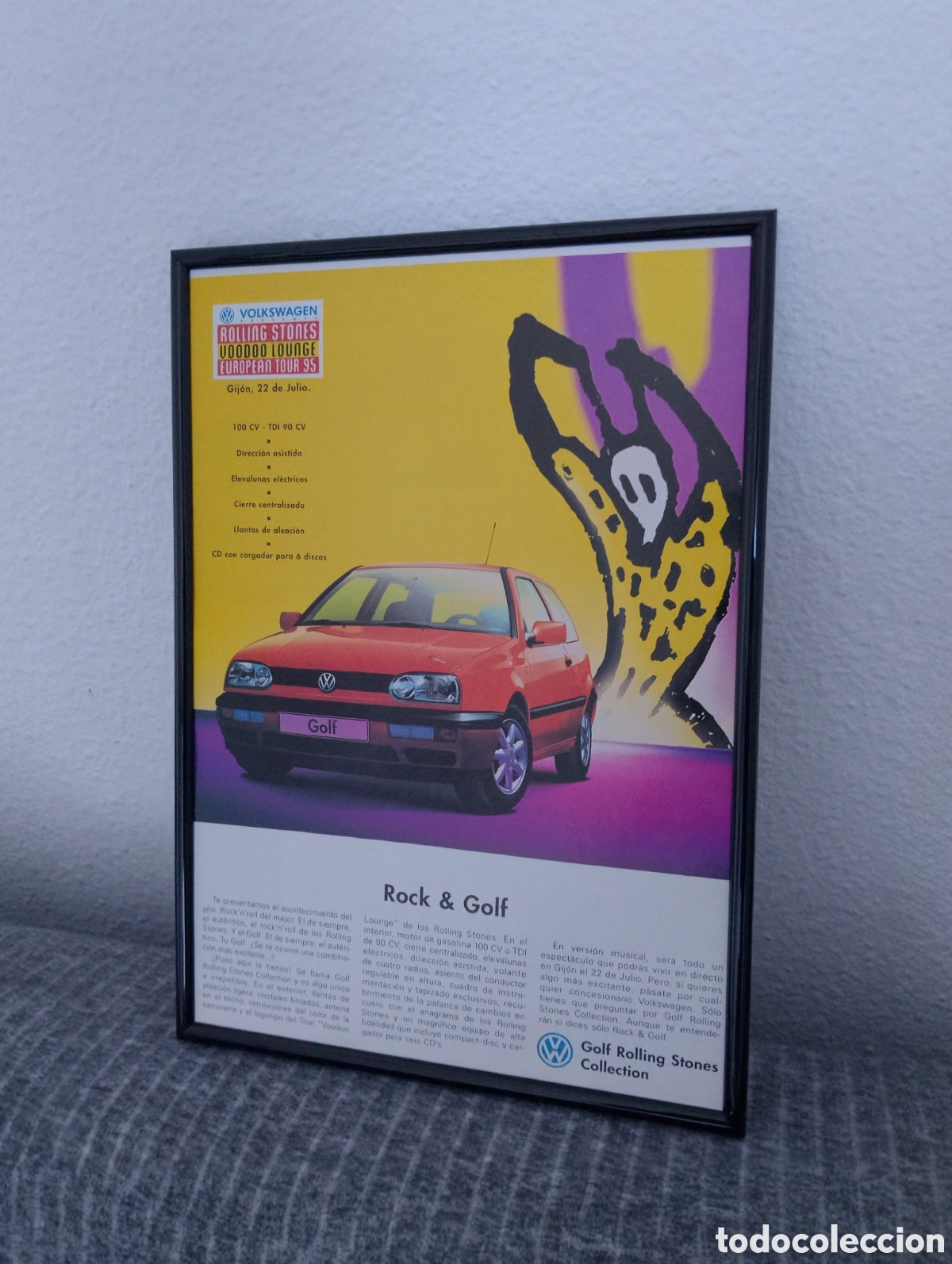 Coleccionismo de carteles: Volkswagen golf publicidad enmarcada vintage