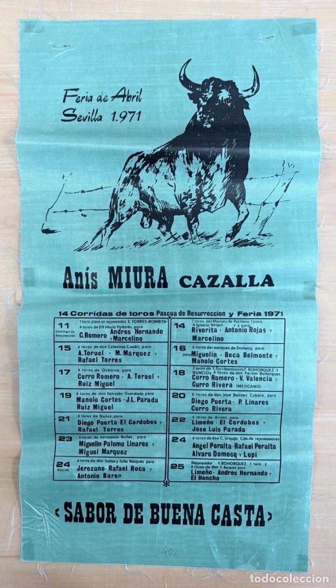 Coleccionismo de carteles: CARTEL EN SEDA FERIA DE ABRIL SEVILLA 1971. PUBLICIDAD AN&Iacute;S MIURA