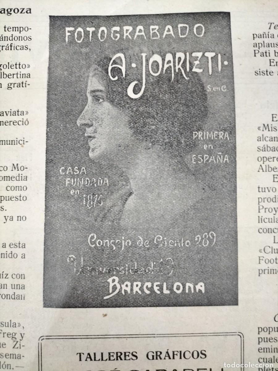 Coleccionismo de carteles: FOTOGRABADO A.JOARIZTI BARCELONA / TALLERES GRAFICOS JOSE SABADELL HOJA REVISTA A&Ntilde;O 1914