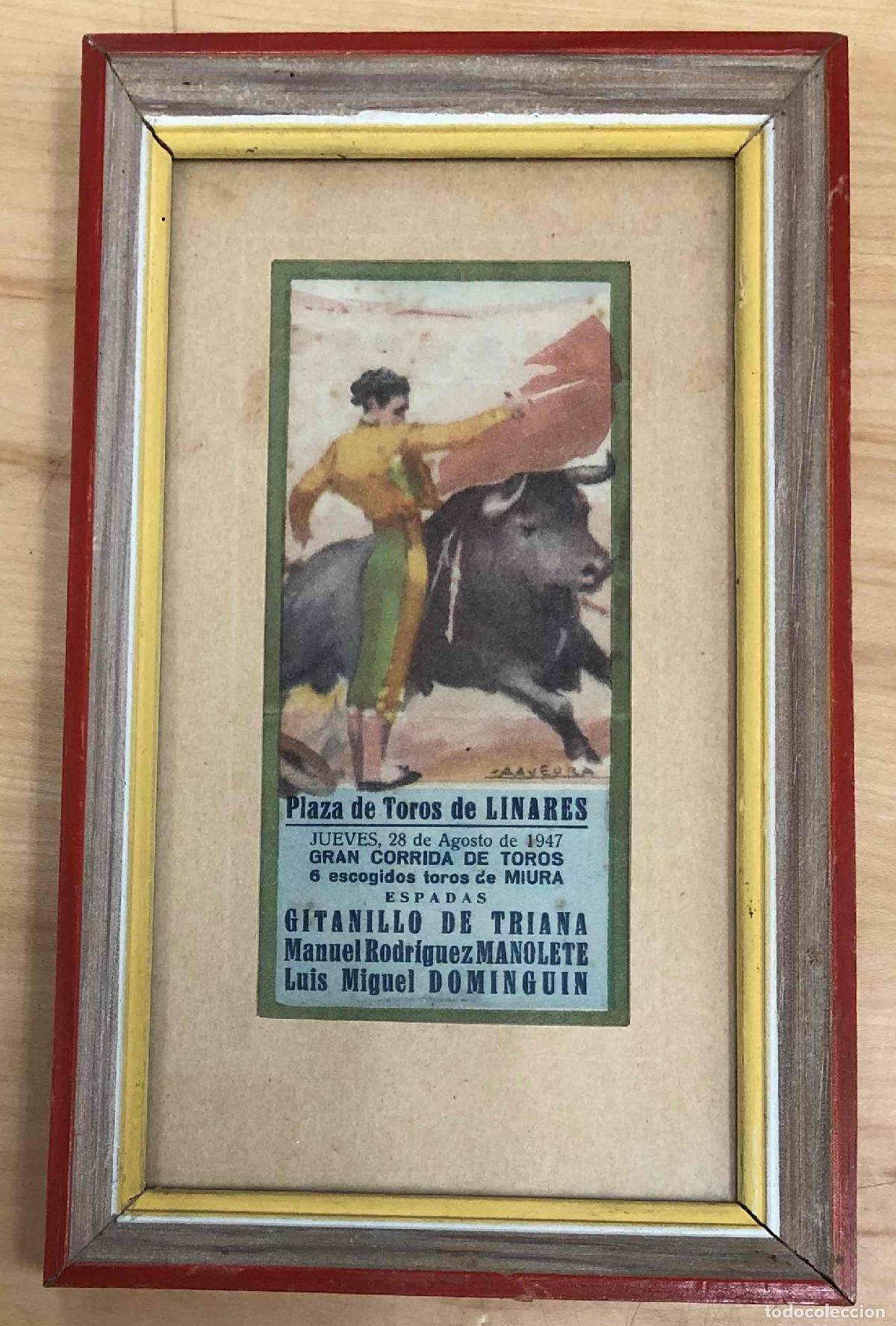 Coleccionismo de carteles: CARTEL PLAZA DE TOROS DE LINARES. 28 DE AGOSTO DE 1947